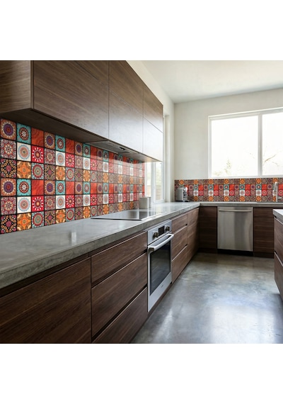 30x60 Cm Kendinden Yapışkanlı Duvar,banyo,tezgah Arası Kaplama Çok Renkli 9-1-30x60-6