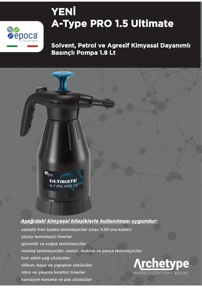 A-type 1.5 Pro Ultımate Solvent, Petrol Ve Agresif Kimyasal Dayanımlı Basınçlı Pompa 1.8 Litre