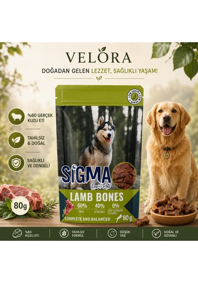 Sigma Lamb Bones Kuzu Etli Köpek Ödül Maması 80 Gr - Tahılsız, Doğal Ve Lezzetli