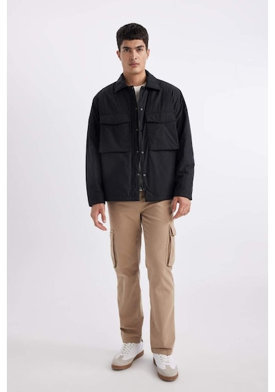 DeFacto Relax Fit Polo Yaka Gömlek Ceket B4941AX24SPBK81