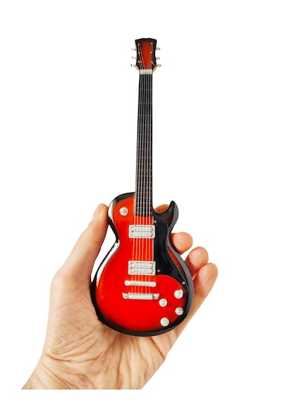 El Yapımı 1/4 Ölçek Minyatür Elektro Gitar Les Paul Fire Standard