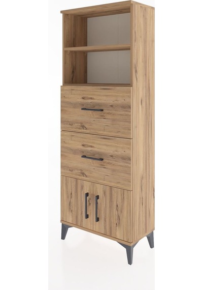 Arges Dolap 2 Raflı 2 Çekmeceli 2 Kapaklı 60x30x163 Çam-çam Çam