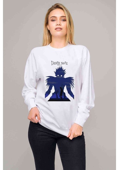 Death Note Baskılı Beyaz Kadın Sweatshirt (528309388)
