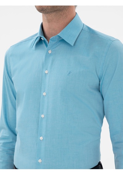 Cacharel Aqua Slim Fit Pamuklu Oxford Gömlek Mavi