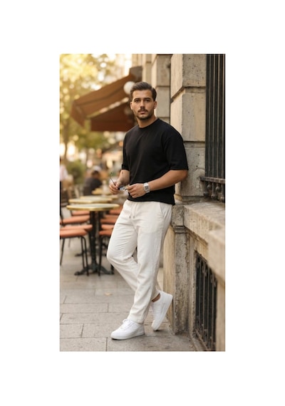 Butik İstanbul Erkek Duble Kol Basic Tişört Siyah
