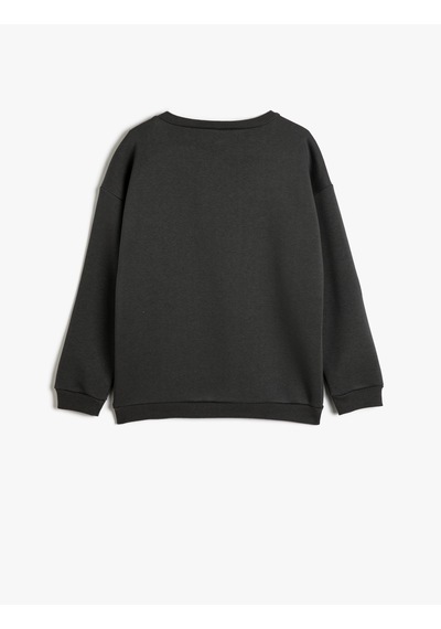 Koton Batman Sweat Lisanslı Bisiklet Yaka Uzun Kollu Şardonlu Antrasit 4wkb10416tk Antrasit