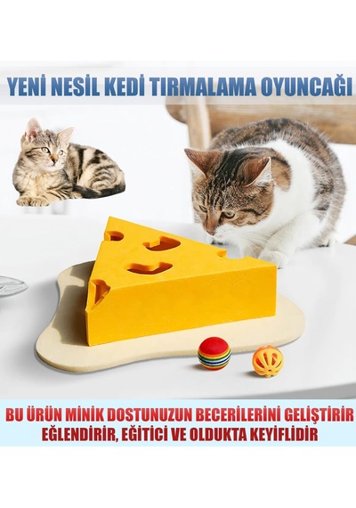 Cat Butler Eğitici Kedi Oyuncağı Peynir Dilimi Tasarımlı Etkileşimli Zeka Oyuncağı