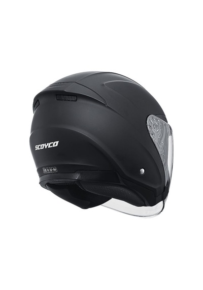 Of669 Mat Black Motosiklet Kaskı Güneş Vizörlü Yarım Açık Motorcu Kask Siyah