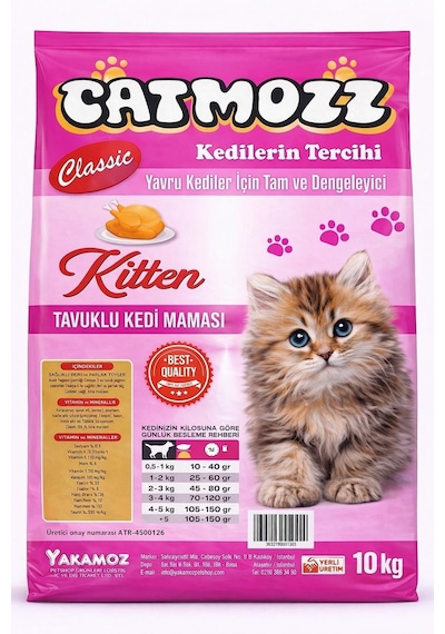 Catmozz Classic Tavuklu Kıtten Yavru Kedi Maması 10 KG