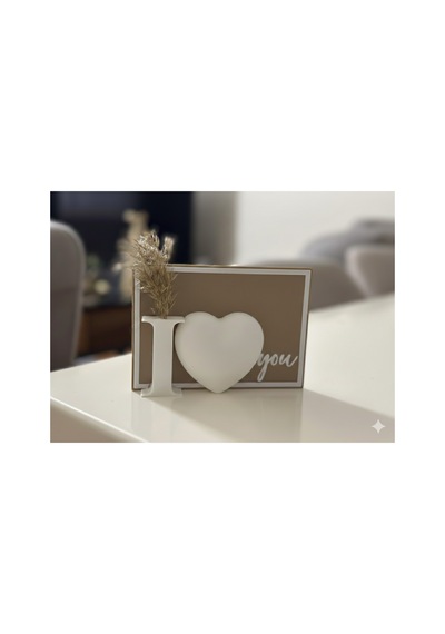 I Love You Temalı Minimalist Kalp Dekoratif Obze
