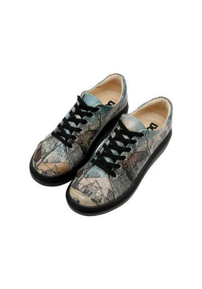 Kadın Vegan Deri Mavi Sneakers - Back İn Town Tasarım Çok Renkli