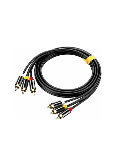 3 Rca To 3 Rca Tos Kablosu 10m Sarı Kırmızı Beyaz Lale Jak Av Ses Ve Görüntü Kablosu Altın Uçlu