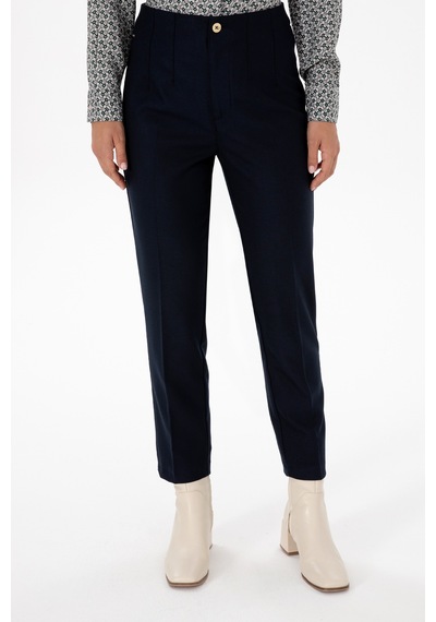 U.S. Polo Assn. Kadın Lacivert Carrot High Waist Fit Kanvas Pantolon 50309266-VR033