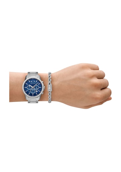 Armani Exchange Ax7176set Erkek Kol Saati Ve Bileklik Seti Metalik Gri