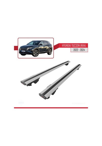 Hyundai Tucson 2022 Ve Sonrası Uyumlu Hook Model Anahtar Kilitli Ara Atkı Tavan Barı Gri