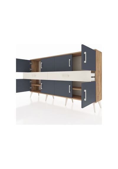 Arges Konsol 4 Raflı 2 Çekmeceli 8 Kapaklı 176x30x99 Çam-antrasit Çam-antrasit/aytaşı Arges Konsol 4 Raflı 2 Çekmeceli 8 Kapaklı 176x30x99 Çam-antrasit Çam-antrasit/aytaşı