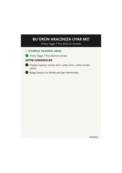 Chery Tiggo 7 Pro 2023+ Uyumlu 8d Çift Katmanlı Havuzlu Paspas Kapitone Deri Siyah Bej