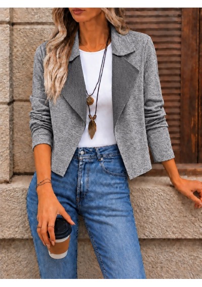 Butik İstanbul Kadın Kontrast Yaka Desenli Kısa Blazer / Ceket Melanj