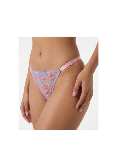 La Linaa Violet Çiçek Desenli Tanga Külotlu Sütyen Takım Pembe - 591611016 Pembe