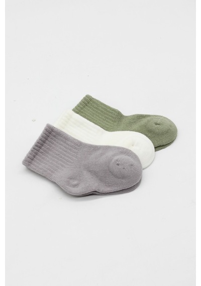 Erturkstore Koala Boy 3'lü Penye Soket Çorap 10133 Gri Çok Renkli