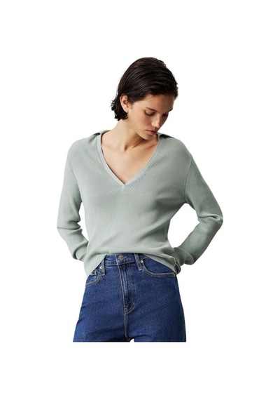 Calvin Klein V-neck Rayon Sweater, Pcy Yeşil Kadın Kazak