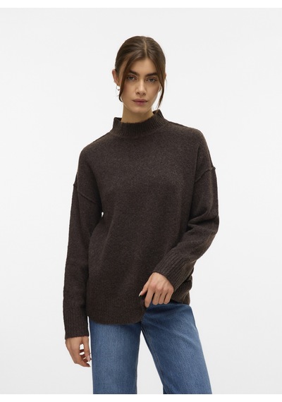 Vero Moda Kahverengi Kadın Balıkçı Yaka Kazak Vmılse Ls Hıghneck Pullover Boo Kahve