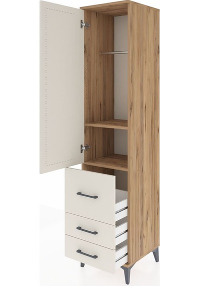 Hyperion Dolap 2 Raflı 3 Çekmeceli Tek Askılı 44x44x195 Çam-aytaşı Atlas Çam