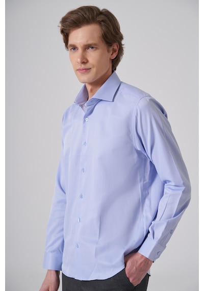 Morven Erkek Mavi Polyester Trend Slim Fit Tam İtalyan Yaka Gömlek 26mc004044300 Mavi