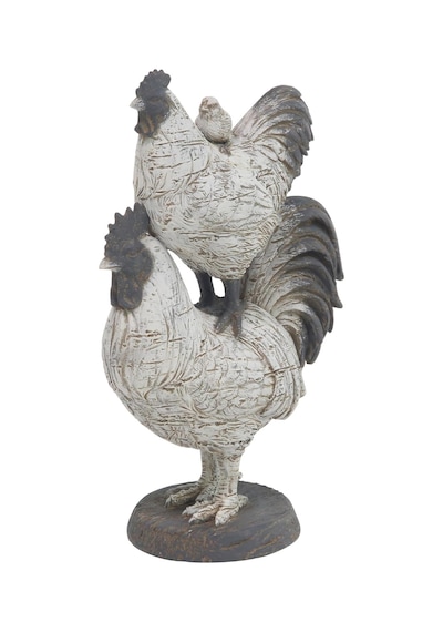 Çiftlik Evi Polystone Horoz Heykel, 8" X 5" X 12", Beyaz