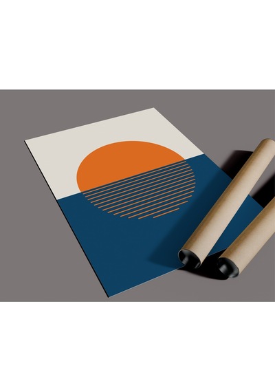 Çerçevesiz Poster, Dijital Baskı Soyut Turuncu Daire Poster, Minimal, Ev, Ofis, Mutfak Dekorasyon