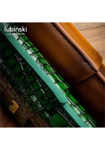 Lubinski Deri 3'lü Puro Kılıfı Yeşil Croco 60 Ring Lb-512