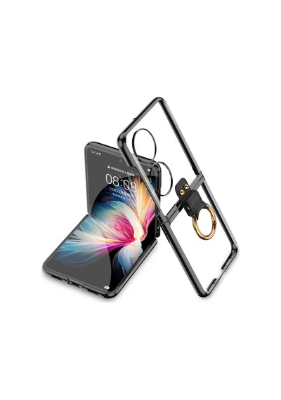 Rba Aksesuar Huawei P50 Pocket Kılıf Rba Yüzüklü Kıpta Kapak - Siyah Siyah