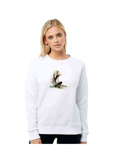 Anime Gintama Gintoki Baskılı Beyaz Kadın Sweatshirt