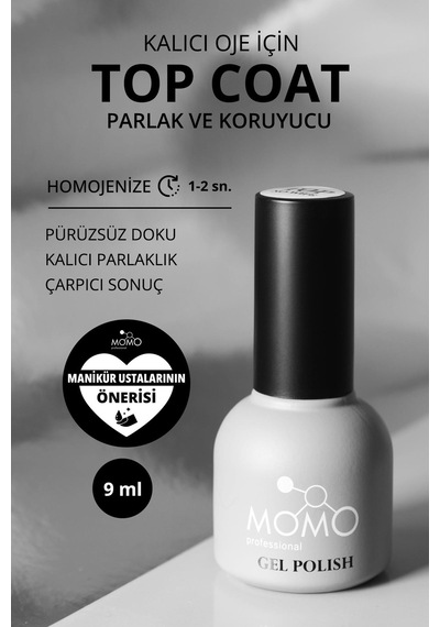 Momo Professional Kalıcı Oje İçin Top Coat - Yapışkansız 9 Ml