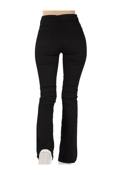 Lavajeans - Kadın Siyah Yüksek Bel Ispanyol Paça Keten Pantolon Siyah