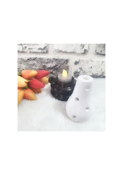 El Yapımı Siyah Beyaz Gaz Lambası Mumluk. Beyaz