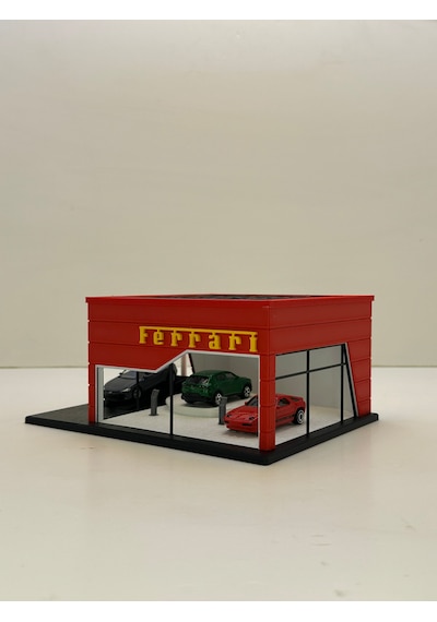 3d Baskı 1/64 Ölçekli Ferrari Showroom Tasarımlı Diorama Araç Sergileme Garajı