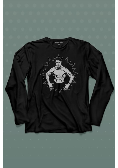 Cr7 Cristiano Ronaldo Kaslı Vücut Manchester United Uzun Kollu Tişört Baskılı T-shirt 001