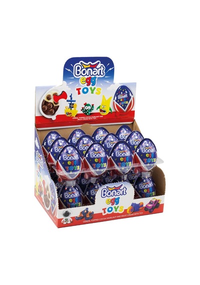 Bonart Sürpriz Yumurta 24x25g Mavi - Sütlü Kakao Kremalı Çikolata Tarı