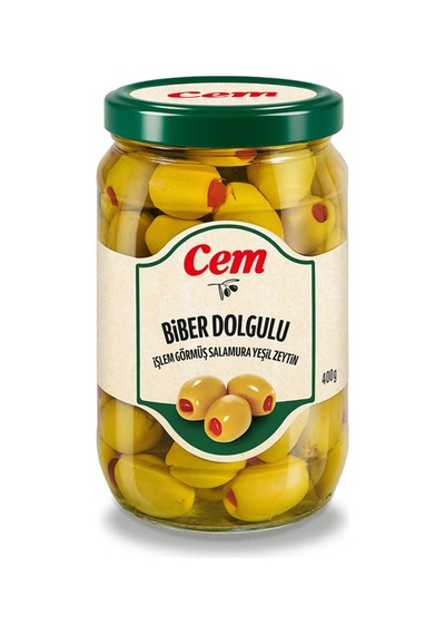 4 Adet Cem Biber Dolgulu Yeşil Zeytin 400g 141-160 Ad/kg 400 G