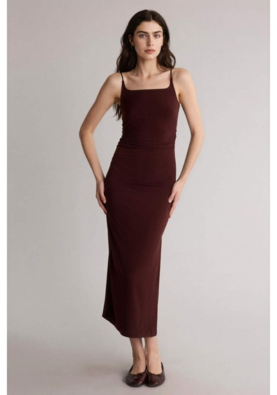 Defacto Bodycon Vücudu Saran Askılı Maxi Elbise H6454ax26smbn207 Kahve-bn207