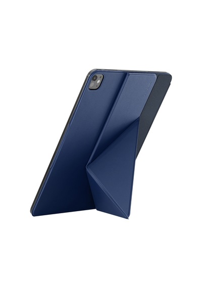 İpad Pro 13 2024 Uyumlu Pitaka Folio 3 Kalem Bölmeli Standlı Kılıf Lacivert Kapaklı Kılıf