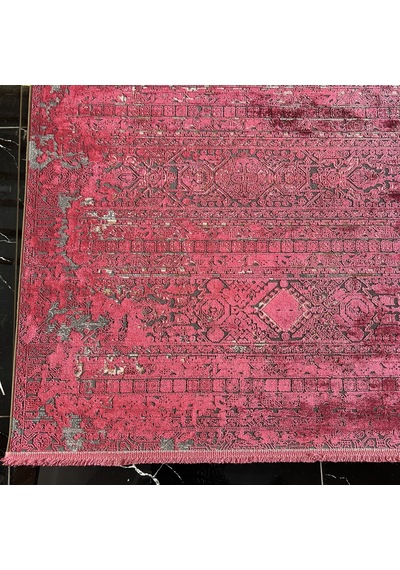 Elexus Halı Diamond 3827 Koyu Gri Kırmızı Salon Halısı