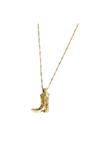 Vintage Western Kovboy Çizme Kolye Gold