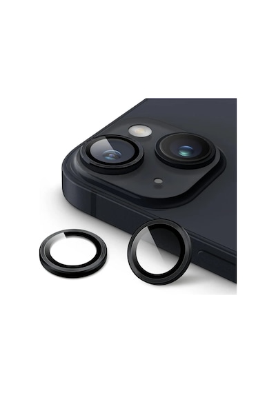 Apple iPhone Uyumlu  15 / 15 + Kamera Ve Lens Koruyucu-siyah Siyah