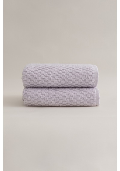 Ivory Lila Kabartma Dokulu Mikro Fiber %100 Pamuk 2li El Yüz Havl Lila