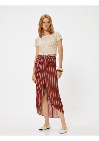 Koton Koton X Melis Ağazat - Midi Boy Sarong Etek Kruvaze Asimetrik Slim Fit Kahverengi Çizgili 4sak70227ew Kahve Çizgili Kahve Koton Koton X Melis Ağazat - Midi Boy Sarong Etek Kruvaze Asimetrik Slim Fit Kahverengi Çizgili 4sak70227ew Kahve Çizgili Kahve