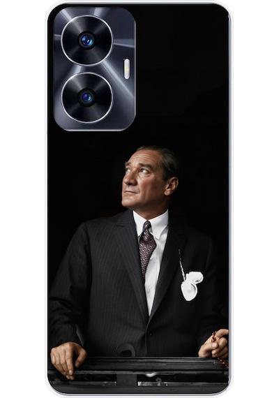 Realme C55 Uyumlu Ufka Bakan Lider Atatürk Baskılı Silikon Kılıf Renkli