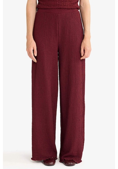 Defacto Wide Leg Geniş Bol Paça Bürümcük Pantolon D3570ax25aubr237 Bordo