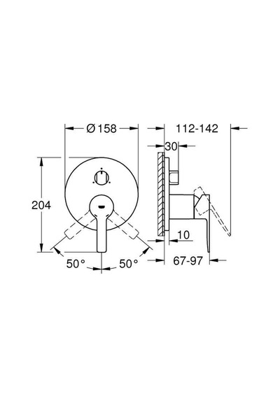 Grohe Lineare Tek Kumandalı Üç Yönlü Banyo Bataryası - 24095AL1 Fırçalı Nikel